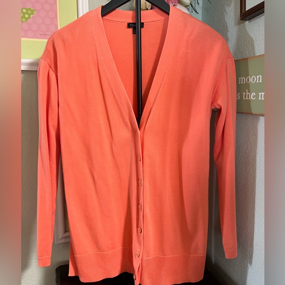 Talbots Vibrant Coral Cardigan Sweater #060